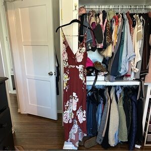Astr Red Floral Maxi Dress